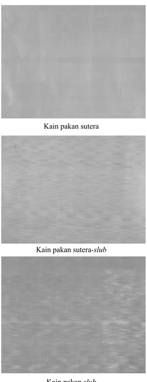 Gambar 7.  Kain tenun dengan variasi susunan pakan  Adapun kontruksi kain yang dihasilkan terdapat pada Tabel 3 berikut: 