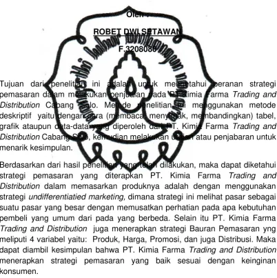 grafik ataupun data-data yang diperoleh dari PT. Kimia Farma Trading and 