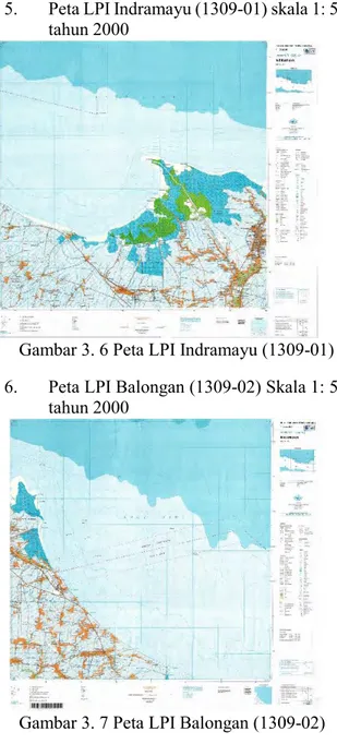 Gambar 3. 6 Peta LPI Indramayu (1309-01)  6.  Peta LPI Balongan (1309-02) Skala 1: 50.000 