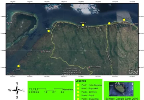 Gambar 2. Peta kawasan konservasi Nusa Penida yang menunjukkan lokasi penelitian  Hasil    