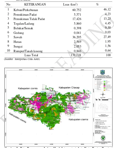 Tabel 2. Penggunaan Lahan dari Hasil Interpretasi Citra Aster Kota Banjar Provinsi Jawa Barat 