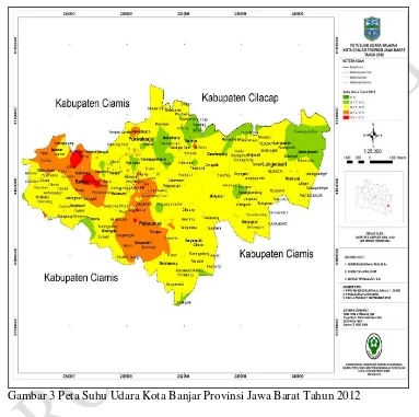 Gambar 3 Peta Suhu Udara Kota Banjar Provinsi Jawa Barat Tahun 2012 