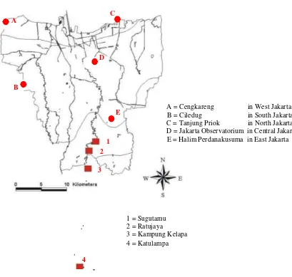 Figure 2. Location of rainfall stations and1 = Sugutamu