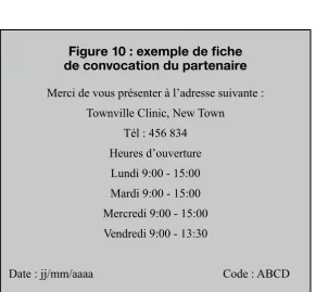 Figure 10 : exemple de iche  de convocation du partenaire