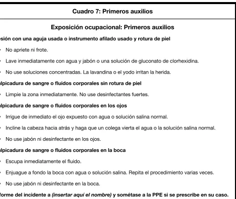 Cuadro 7: Primeros auxilios