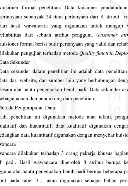 Tabel 3. 1 Customer Attribute Pekerja  No  Customer Attribute pekerja  