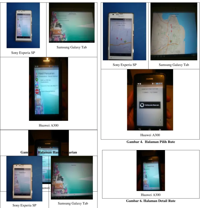 Gambar 4.  Halaman Pilih Rute 