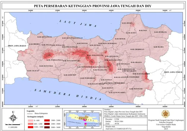 Gambar 3. Peta Ketinggian Jawa Tengah dan DIY 