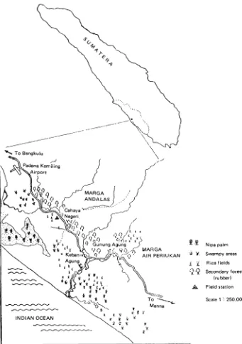 Fig. 1. Map showing study areas in South Bengkulu, Sumatera, Indonesia. 