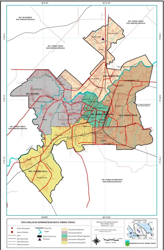 Gambar 3.1 Peta Adminstrasi Kota Tebing Tinggi 