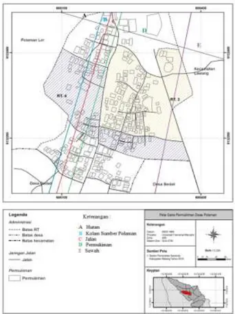 Gambar 3.Peta Garis Permukiman Desa Polaman  (sumber: BPN Kabupaten Malang, 2010) 