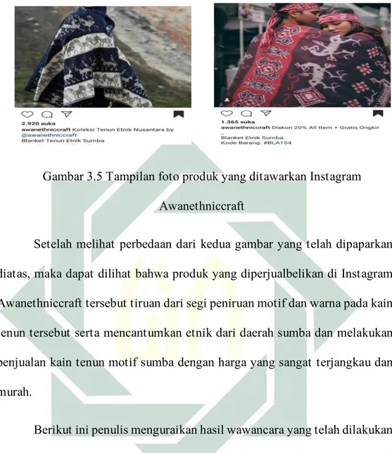 Gambar 3.5 Tampilan foto produk yang ditawarkan Instagram  Awanethniccraft 