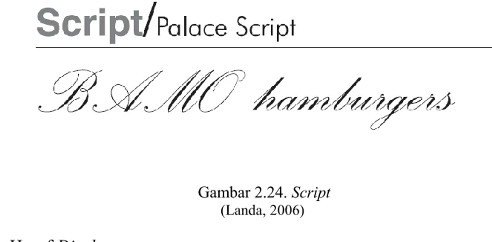 Gambar 2.24. Script            (Landa, 2006)  6.  Huruf Display 
