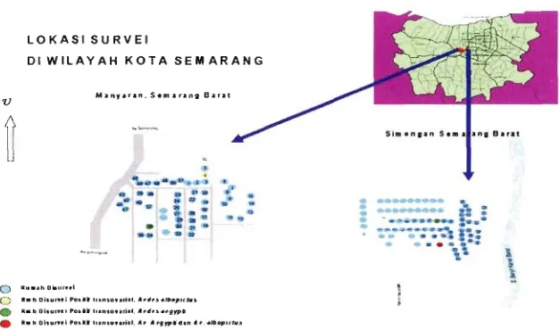 Gambar 2. Lokasi survei larva Kelurahan Manyaran dan Kelurahan Simongan Kecamatan Semarang Barat Kodia Semarang 