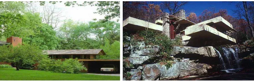 Gambar 5. Rumah dengan elemen tanamanGambar 6. Rumah dengan Elemen AlamSumber : Karya Frank Lloyd Wright (1957)