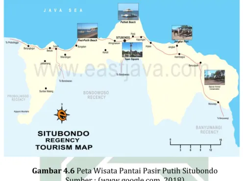 Gambar 4.6 Peta Wisata Pantai Pasir Putih Situbondo  Sumber : (www.google.com, 2018) 