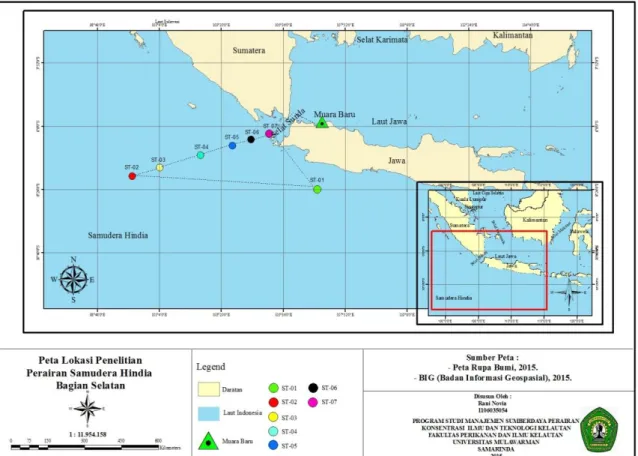 Gambar 1. Peta lokasi dan Stasiun pengamatan (sumber : Peta Rupa Bumi dan Badan Informasi Geospasial, 2015) 