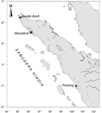 Gambar 1. Peta lokasi peneliti di pantai Barat Sumatera .