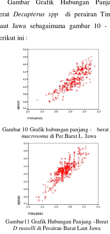 Gambar11 Grafik Hubungan Panjang –Berat  D russelli di Perairan Barat Laut Jawa 