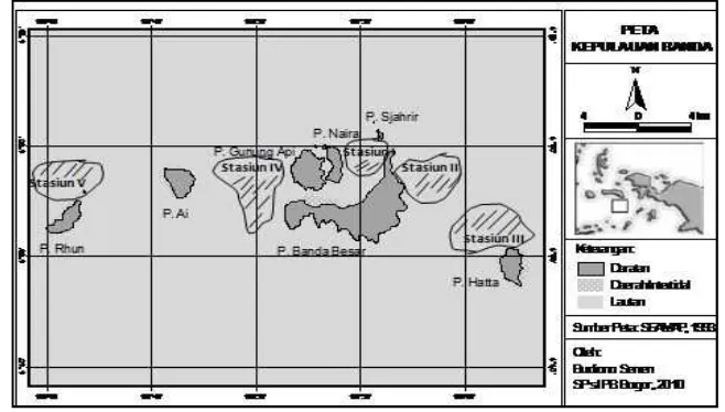 Gambar 2. Lokasi penelitian di Perairan Banda Neira, Maluku Tengah. 