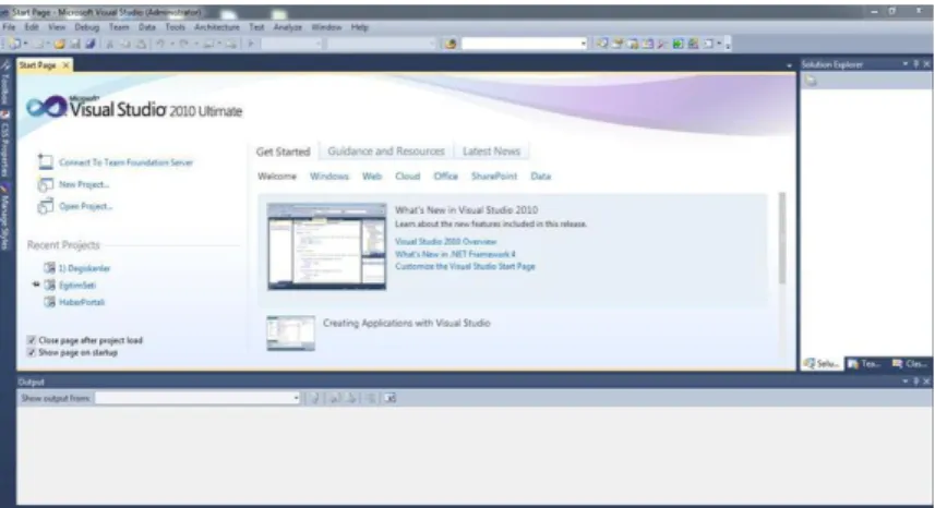 Gambar 2.3 Tampilan Start Page Microsoft Visual Studio 2010 