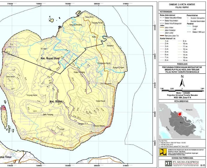 Gambar 2. 4 Peta Kontur Pulau Rupat  