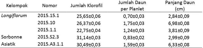 Tabel 1.  Morfologi lima nomor Lilium sp. hasil regenerasi kultur antera pada 4 minggu setelah kultur (MSK) 