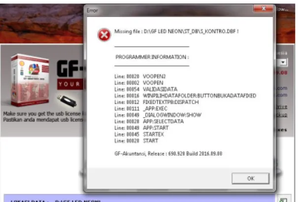 Gambar 1.  Tampilan Program Yang Error 