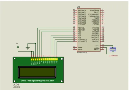 Gambar 3.4  Rangkaian LCD pada Atmega 8535. 