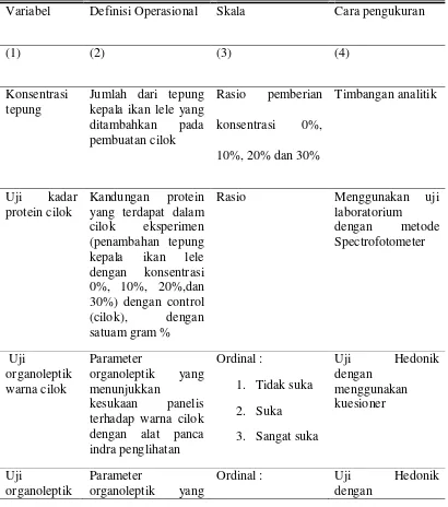 Table 3.1 Definisi Operasional dan Skala Pengukuran Variabel 