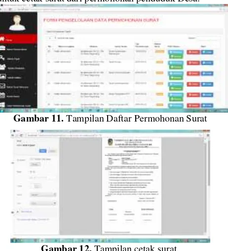 Gambar 11. Tampilan Daftar Permohonan Surat