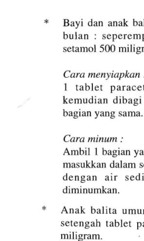 Gambar : obat parasetamol, setengah tablet 