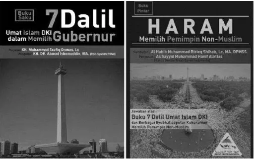 FIGURE 2. THE BOOKCOVERS RELEASED BY THE AHOK’S CAMPAIGN STAFF AND THE FRONT SANTRI NASIONAL.