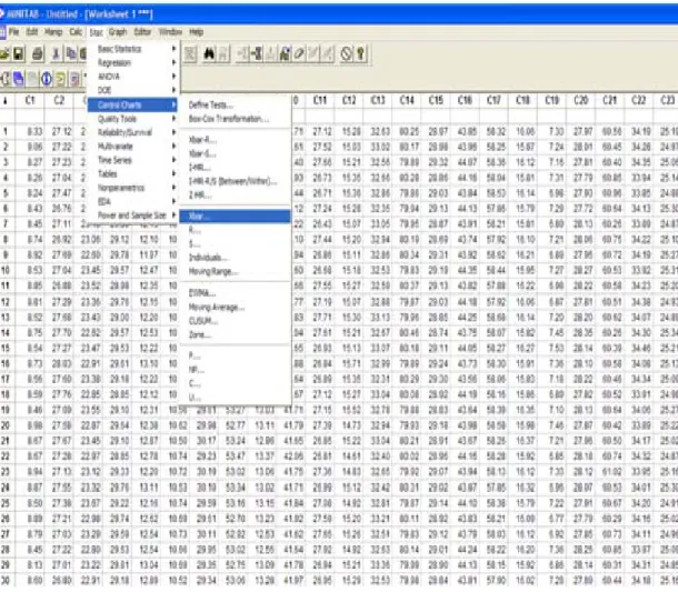 Gambar 4.3 Proses pengolahan data pertama pada Minitab  Sumber : Pengolahan data ( 2010 ) 