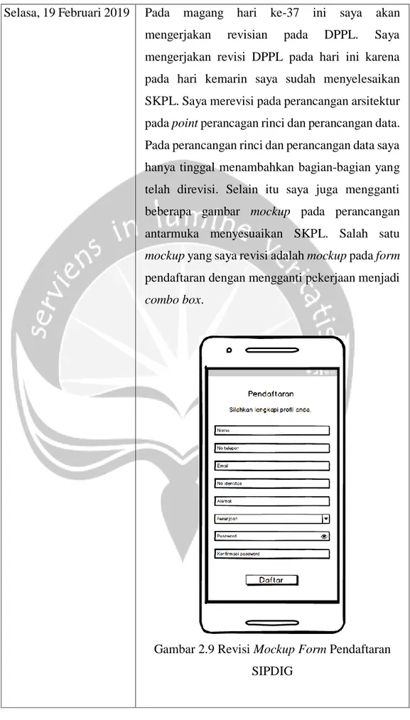Gambar 2.9 Revisi Mockup Form Pendaftaran  SIPDIG 