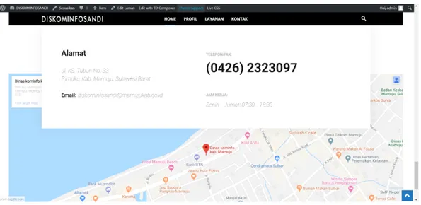 Gambar 2.3.7 Tampilan Info Kontak yang ada di website