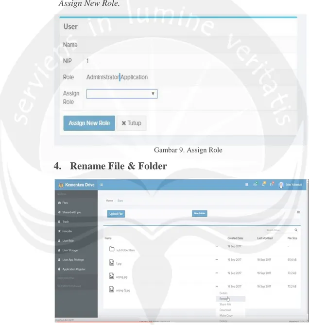 Gambar 9. Assign Role  4.  Rename File &amp; Folder 