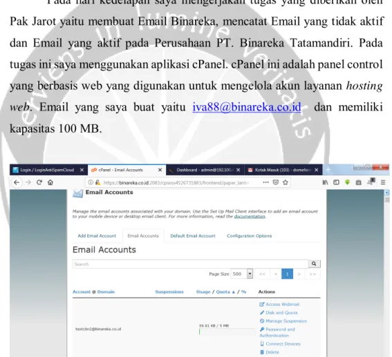 Gambar 2.2 Halaman cPanel untuk melihat Email yang aktif dan Email 