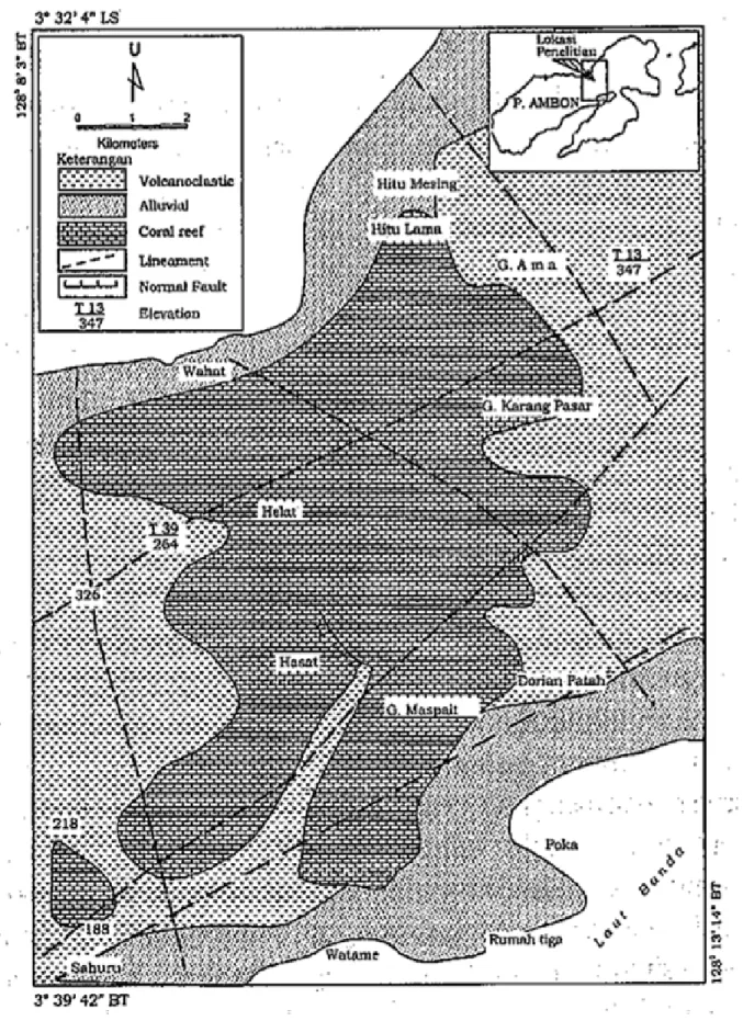 Gambar 1. Peta Geologi Wilayah Kecamatan Leihitu (Sumber :M.R Djuwansah, dkk, 1996)