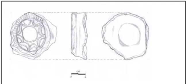 Gambar 18. Sketsa Tembikar Berhias khas Seram  Barat di Sektor HTS-18 Unit S1B5  (Sumber: Balai Arkeologi Ambon 2014) 