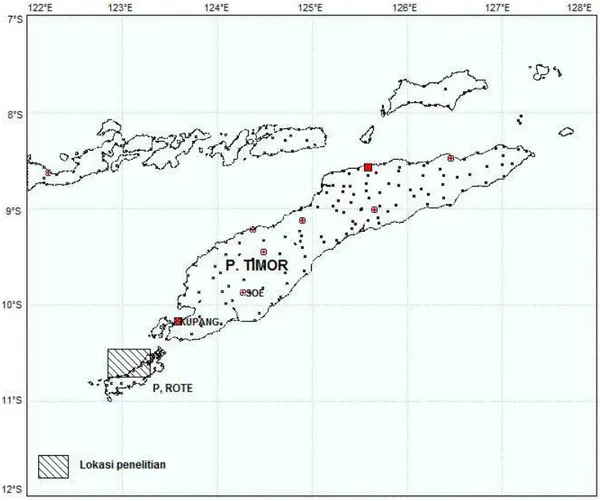 Gambar 1. Peta lokasi penelitian perairan utara Pulau Rote Nusa Tenggara Timur