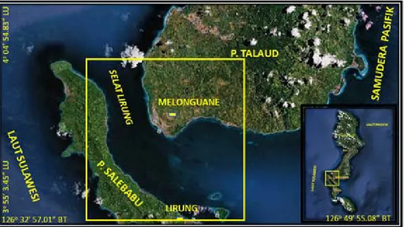 Gambar 1. Lokasi perairan Selat Lirung, Talaud, Sulawesi Utara
