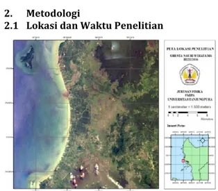 Gambar 1. Peta Lokasi Penelitian [4]  Penelitian  ini  dilakukan  di  kawasan  Perairan  Pesisir  Sungai  Duri,  Kecamatan  Sungai  Raya, Kabupaten Bengkayang, Kalimantan Barat  dengan  koordinat  108°52'00.02&#34;BT  s.d  108°55'35.45&#34;BT  dan  0°34'58