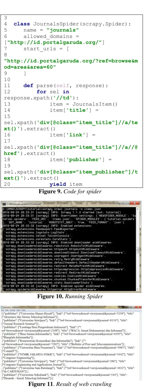 Figure 9. Code for spider 