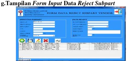 Gambar 14. Tampilan Form Input Data Subpart Pada gambar 14 menampilkan menu form untuk input data Subpar baru