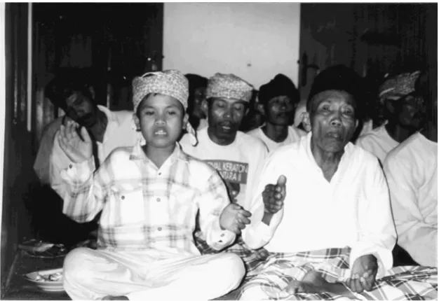 Figure 4.1. The Bayalangu-based brai group Nurul Iman performing at the author’s house in Gegesik in 1995