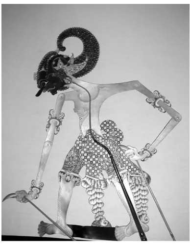 Figure 1.3. The Javanese puppet, Bima, showing an extreme stylization of human anatomy and representing an intangible transformation of Islam in Javanese wayang.(photo by the author) 