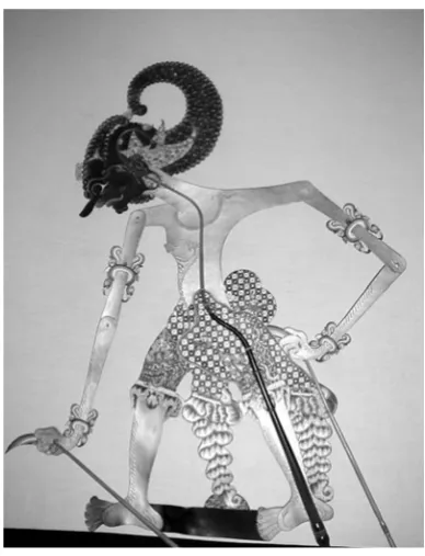 Figure 1.3. The Javanese puppet, Bima, showing an extreme stylization of human anatomy and representing an intangible transformation of Islam in Javanese wayang.(photo by the author) 