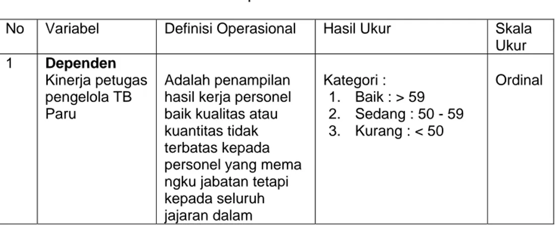 Tabel 3.1  :  Definisi Operasional 