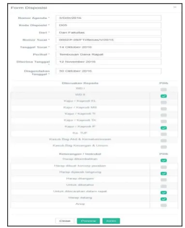 Gambar 18. Menu Agenda Surat Aplikasi E-Office 
